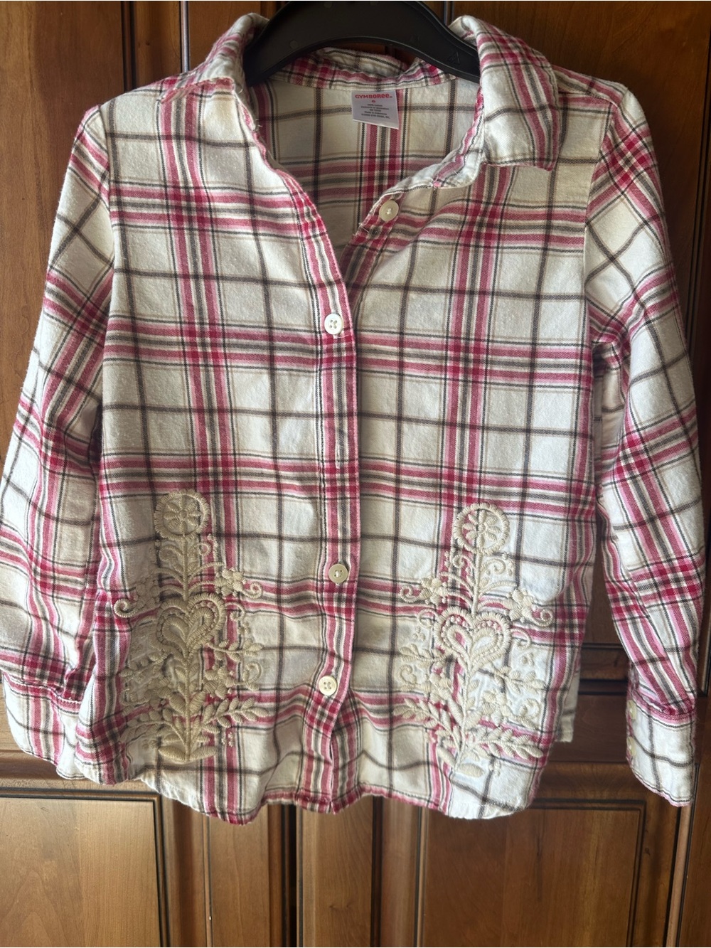 Gymboree embroidered plaid button down girls shirt 6